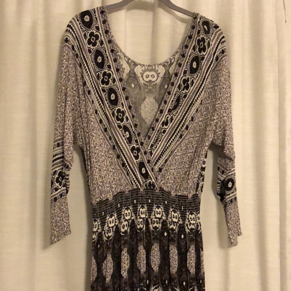 Free People Reversible midi dress in unique detailed pattern